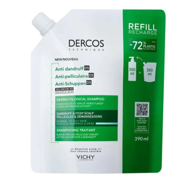 Vichy Dercos Shampoo Anticaspa Cabelo Normal a Oleoso Recarga 390ml