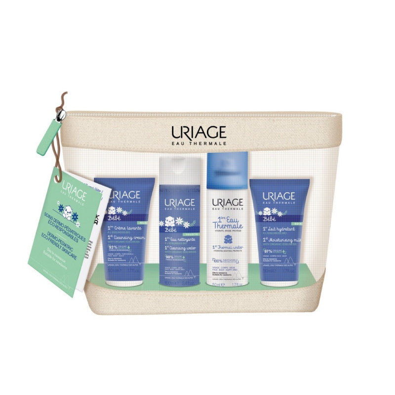 Uriage Bébe Viagem Pack Creme Lavante 50ml + Água de Limpeza 100ml + Água Termal 50ml + Leite Hidratante 50ml