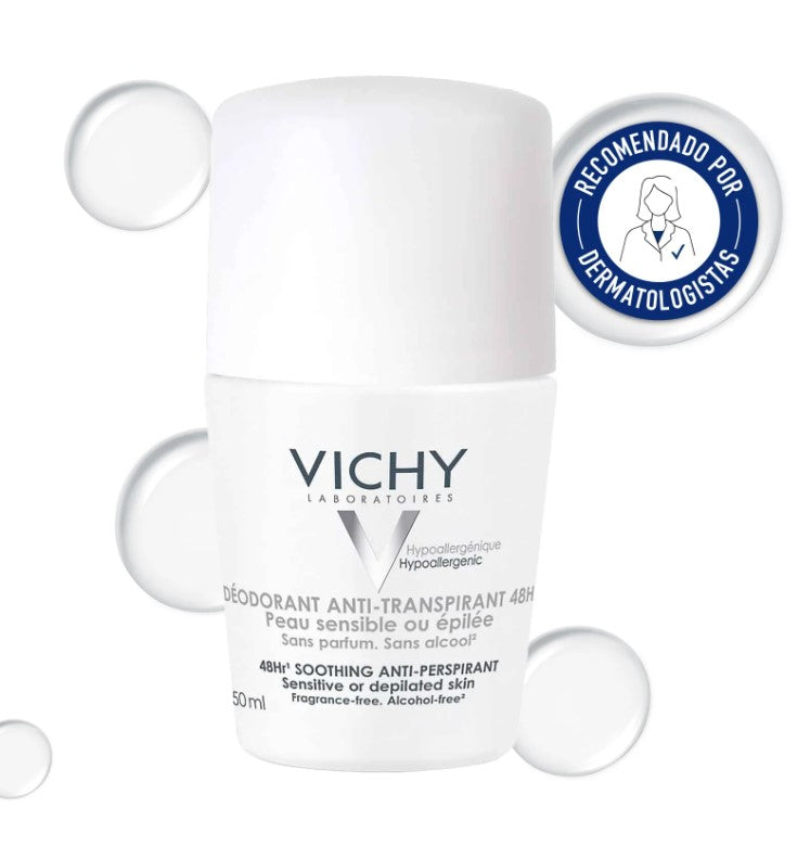 Vichy Desodorizante Anti-transpirante Roll On pele sensivel 50ml