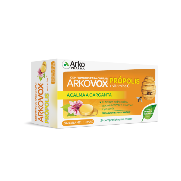 Arkopharma Arkovox Propólis+ Vitamina Sabor a Mel e Limão 24 Comprimidos