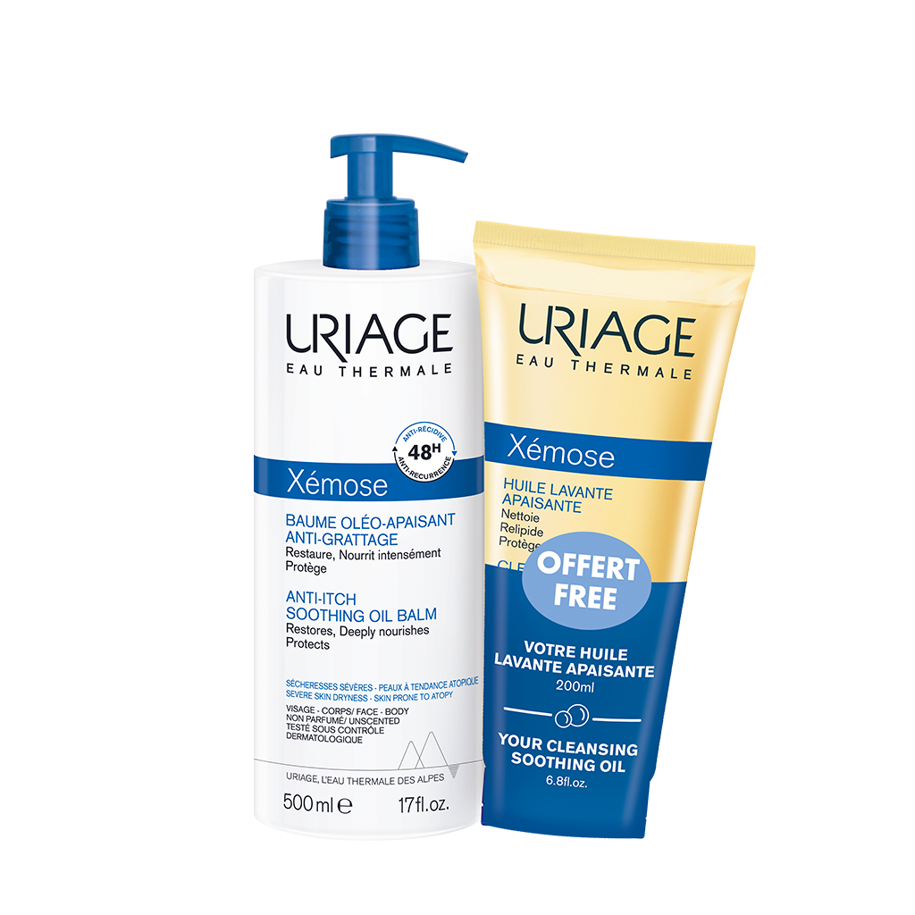 Uriage Pack Xémose Bálsamo Óleo Limpeza Apaziguador 500ml + Óleo Lavante Apaziguante 200ml