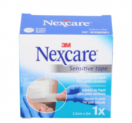 Nexcare Fita Adesiva para Pele Sensível, Branco, 25mm x 5m, 1 Rolo/Embalagem