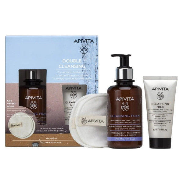 Apivita Coffret Dupla Limpeza Espuma de Limpeza 200ml + Leite Limpeza 50ml