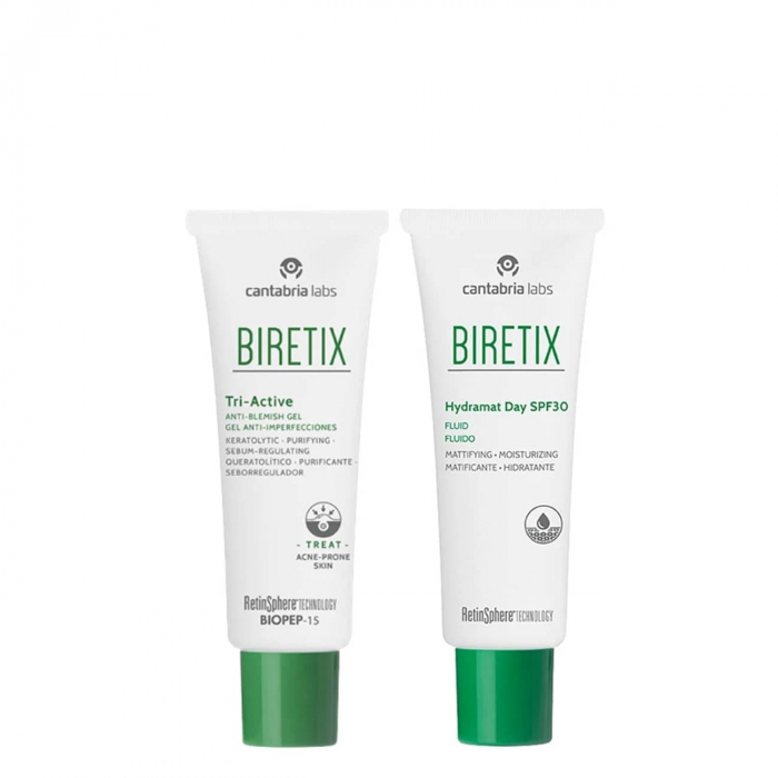 Biretix Hydramat Day SPF30 50ml + Tri-Active Gel Anti-Imperfeições 50ml Coffret