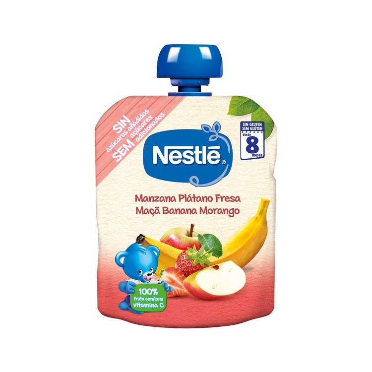 Nestlé Pacotinho Fruta Maçã Banana Morango 8M+ 90g