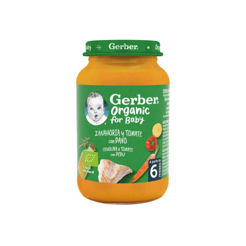 Gerber Organic Cenoura, Tomate e Perú 6M+ 190g