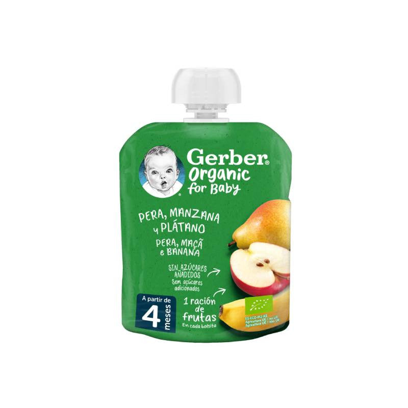 Gerber Bio Pera/Maçã/Banana 4M+ 90g