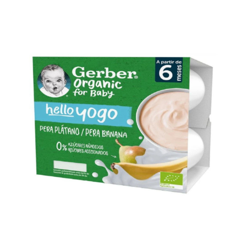 Gerber Organic Sobremesas Lácteas Bio Pera Banana 4x90gr