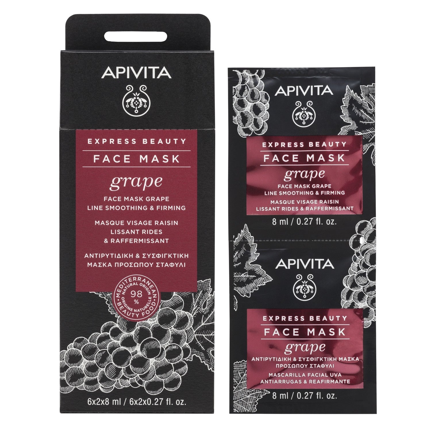 Apivita Expbeauty Masc Rug Refirm Uva 8mlx2